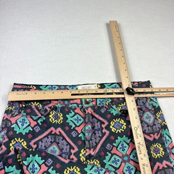 Rachel Roy Womens Cropped Skinny Jeans Retro Printed Zip Ankle Mid Rise Size 32 - Picture 7 of 12